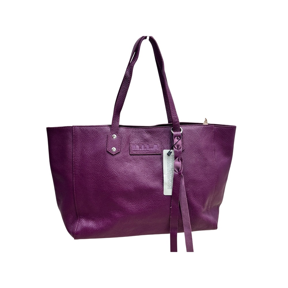 M.I.L.A. Tote Bag Womens Large Purple New Leather‎ Braided Tassel Made in LA
